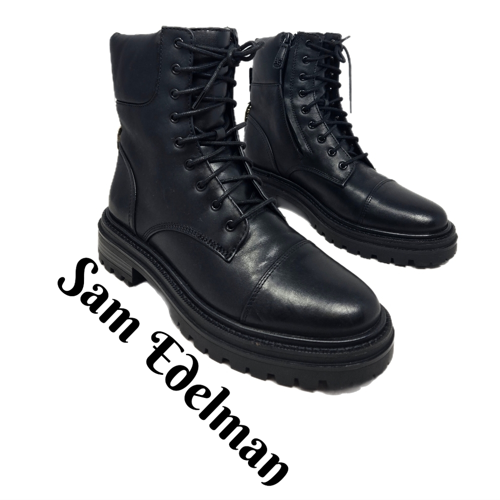 Sam Edelman Black Lace-Up Ankle Booties